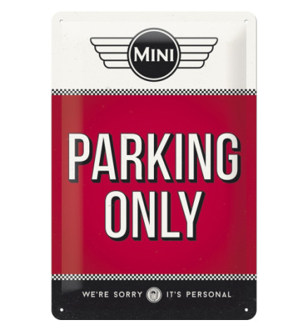 TARGA SMALTATA "MINI PARKING ONLY" 20x30