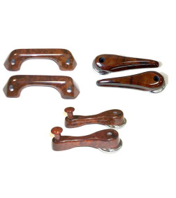 SET MANIGLIE PORTIERA IN RADICA DI NOCE