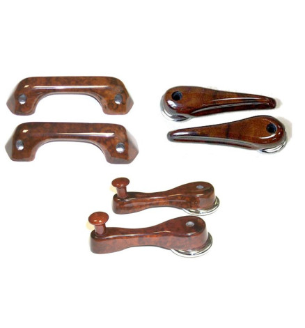 SET MANIGLIE PORTIERA IN RADICA DI NOCE